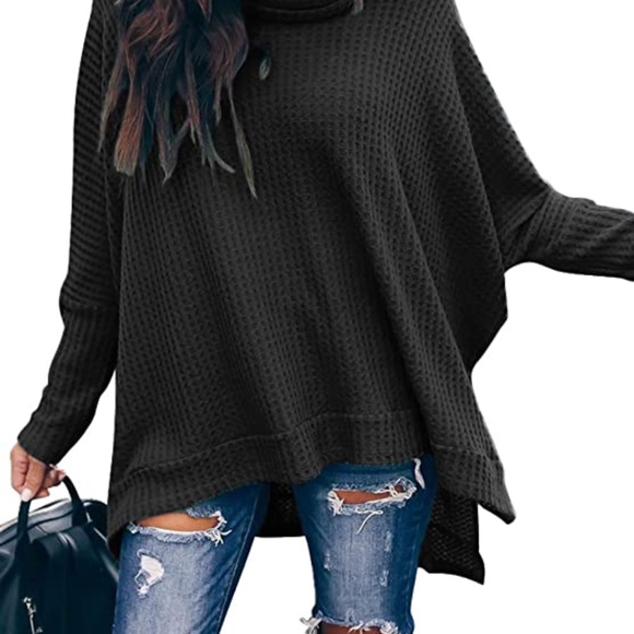 Unlisted Sweaters - Women’s turtleneck batwing sleeve hi lo sweater in